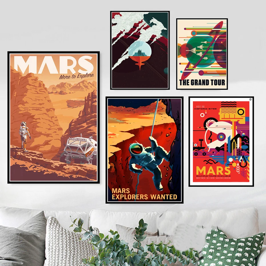 Art Canvas Oil Painting Hot Space Travel Universal Planet Mars Movie Poster And Prints Wall Pictures For Living Room Home Decor