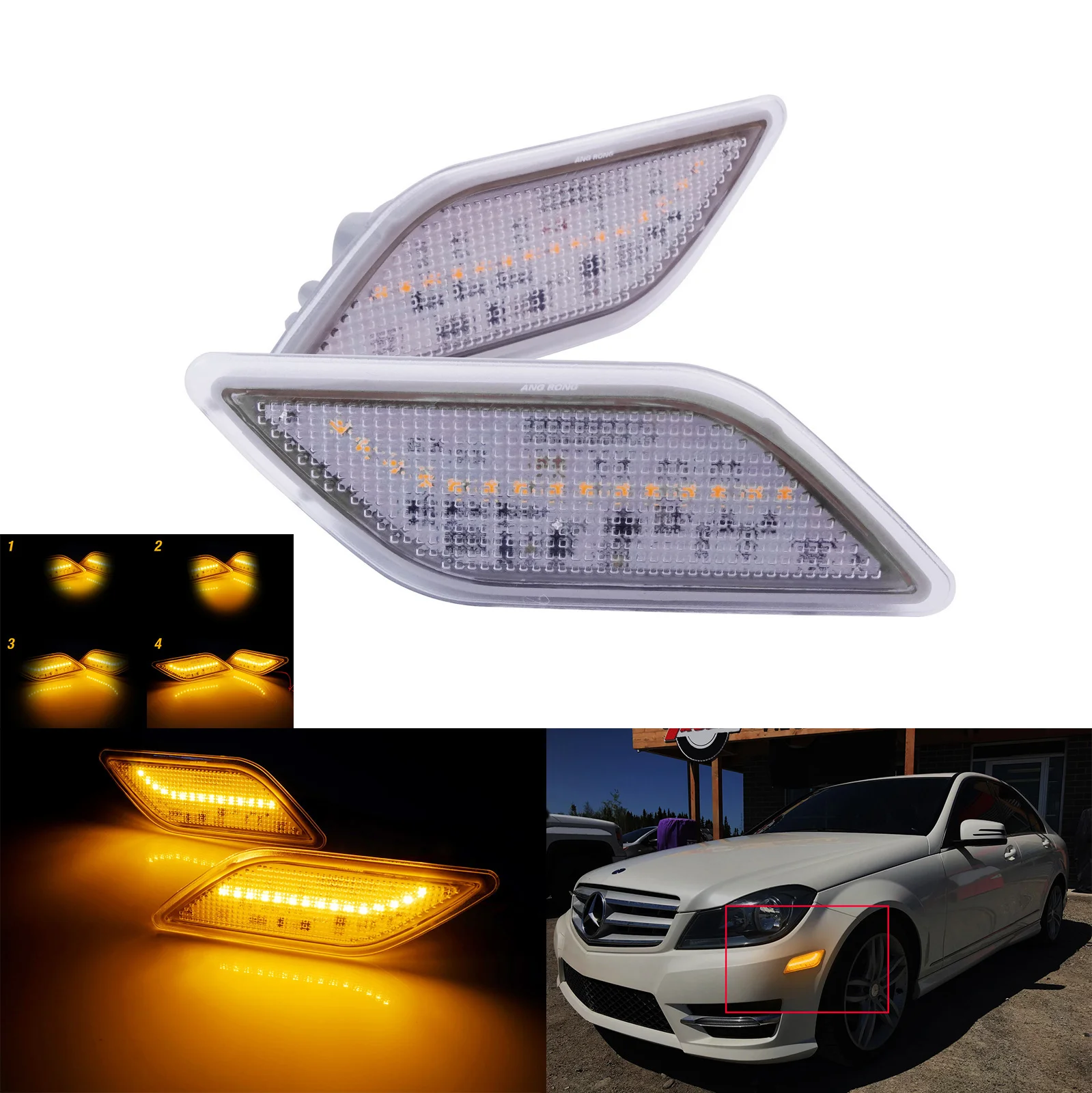 

Dynamic LED Side Marker Light For Mercedes Benz W204 C300 C350 C200 C180 C63 Error Free