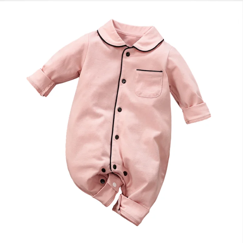 Newborn Baby Girl Boy Rompers Cotton Autumn Spring Infant Toddler Homesuit Bebe Jumpsuit With Collar Pocket Ropa Baby Clothes