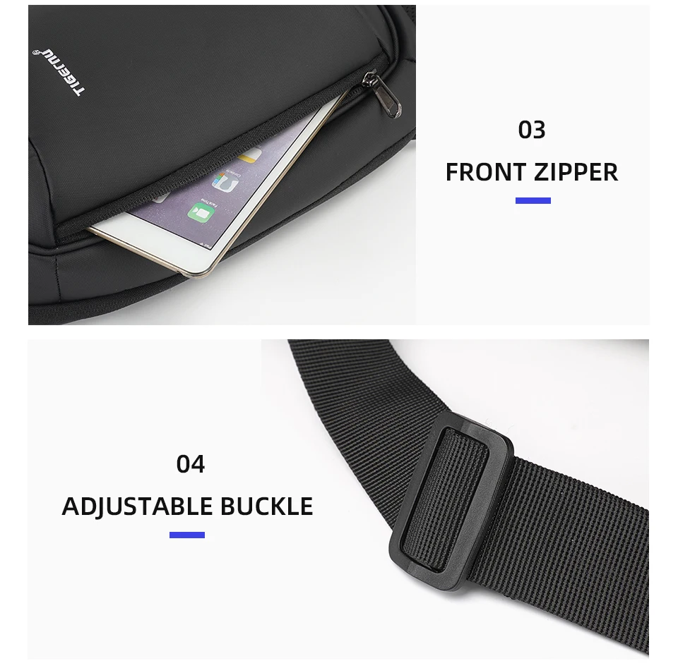 Tigernu Mode Männer Hohe Qualität Umhängetasche Spritzwassergeschützte Brust Tasche Anti-diebstahl USB Lade Casual Brust Tasche Männlichen Tasche – Detail 18