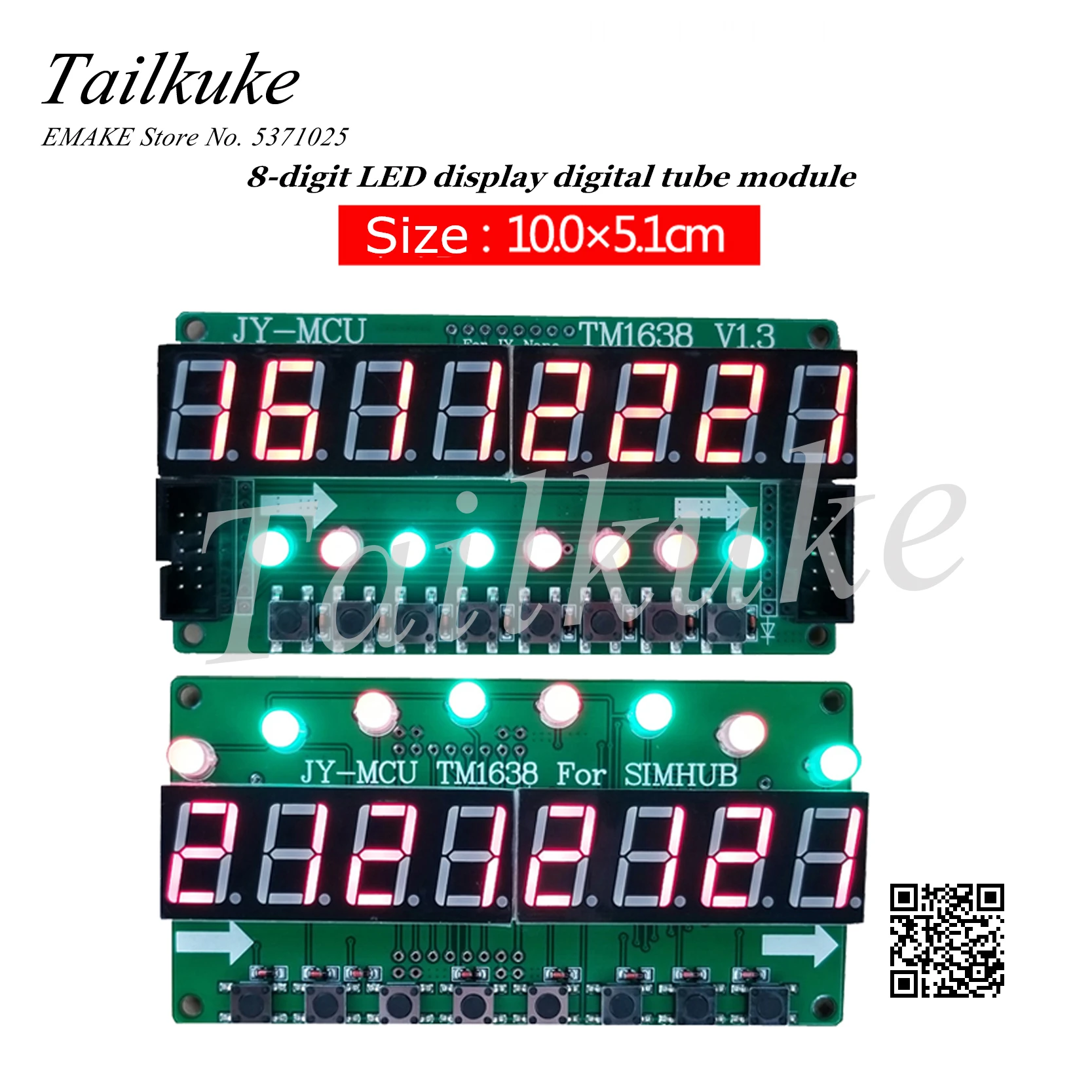 JY-MCU 8-digit Digital Tube + Button + Two-color LED Display Module Red TM1638 Chip with Line