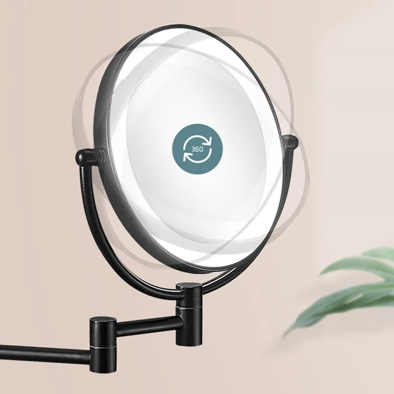 Imagem -05 - Dobrável Wall Mounted Double Side Led Light Mirror Espelho de Maquiagem Latão Preto Ampliação Bath Mirrors 3x 5x 10x Ampliação