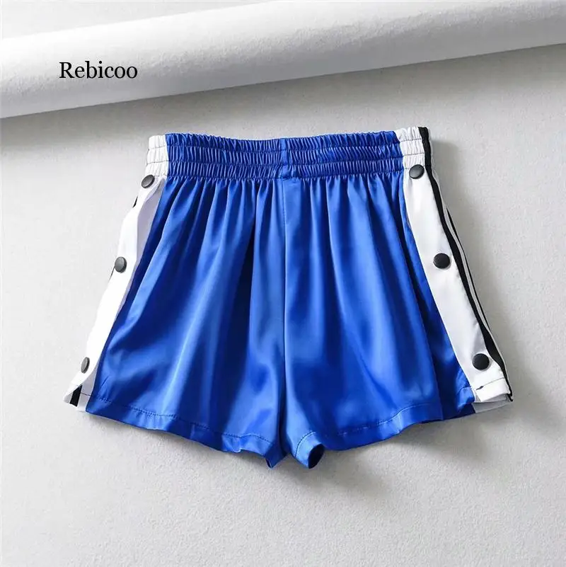 

Summer Sexy Satin Shorts Women Black Korean Elastic Dance Shorts Fashion High Waist Short Sparkly Candy Color Shorts