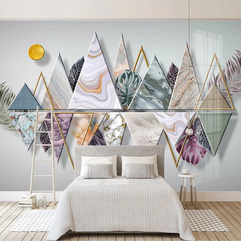 

Custom 3D Photo Wallpaper Mural Nordic Modern Abstract Geometric Leaves Restaurant Living Room Background Wall Papers Home Decor