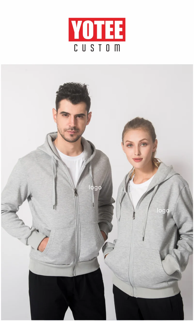 YOTEE 2020 Autumn and Winter Thick Trend LOGO Custom Sports Zipper Hoodie