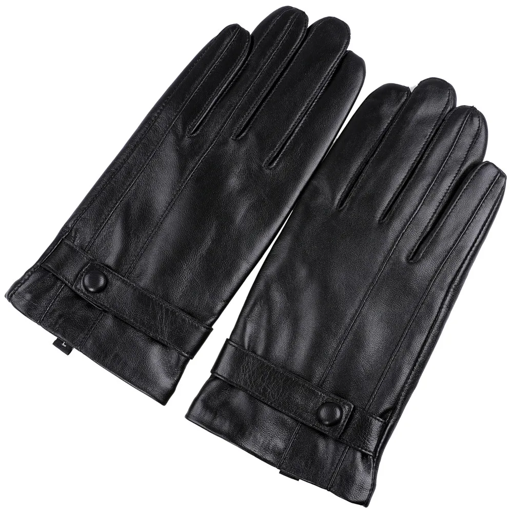 

SUPPEV&STTDIO Fashion Mens Nappa Leather Dress Winter Driving Gloves with Thermal Fleece Lined Solid Black Color