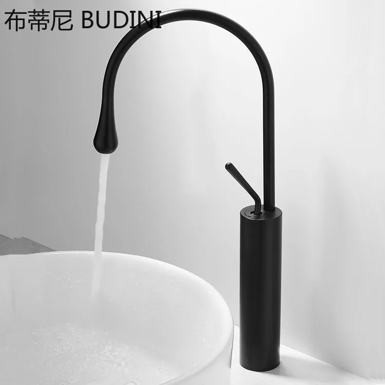 Bathroom Deck Mounted Basin Faucet Black Sink Tap Single Hole Water Tap Hot and Cold mixer faucet  kitchen faucets