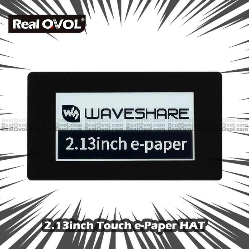 RealQvol 2.13inch Touch E-Paper E-Ink Display HAT For Raspberry Pi, 250x122 Pixels, Black / White, SPI Interface