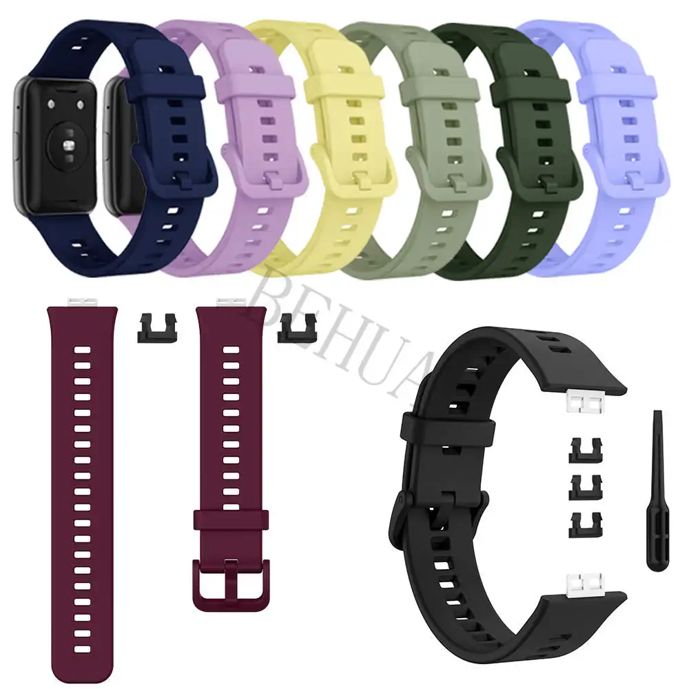 Substituição Silicone Strap para Huawei Watch, Smartwatch Band Acessórios, Pulseira Colorida, Pulseira com Ferramenta, Fit, Fit, Fit, Novo, SE