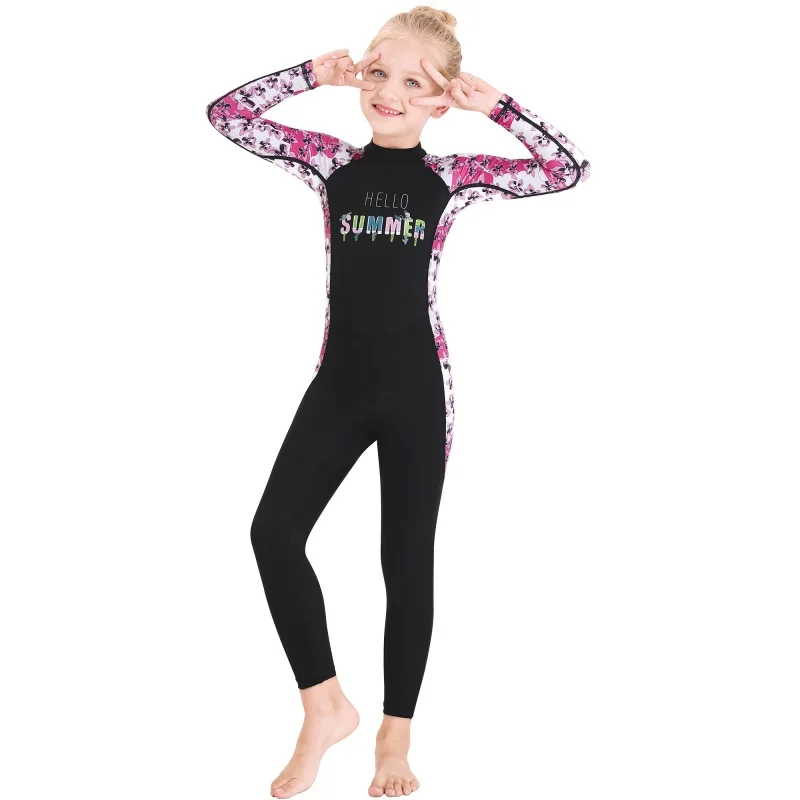 

Kids Girls Boys Diving Suit Anti-proof Wetsuit Children Keep Warm One-piece Long Sleeves Swimwearve