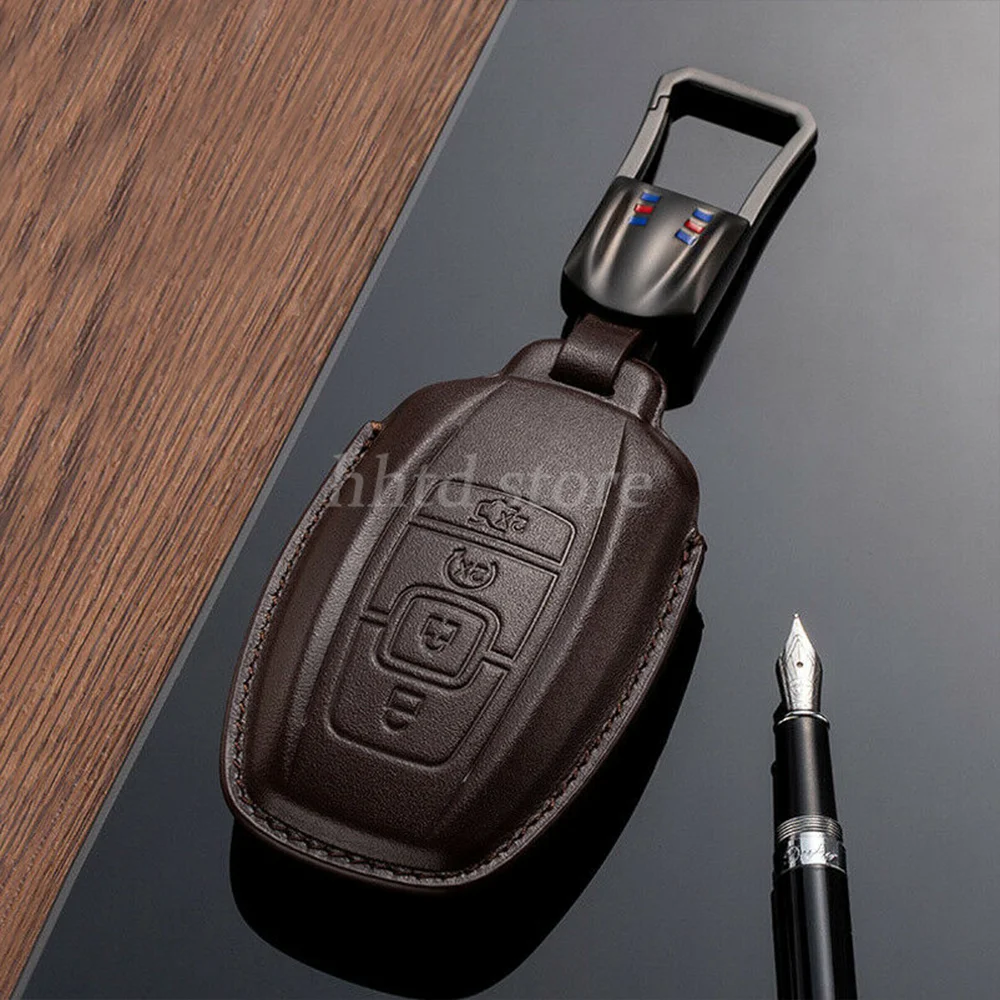 

Leather Remote Smart Car Key Fob Shell Cover Bag Case Protector Holder Auto Accessories For Lincoln MKZ MKC Navigator 2018-up