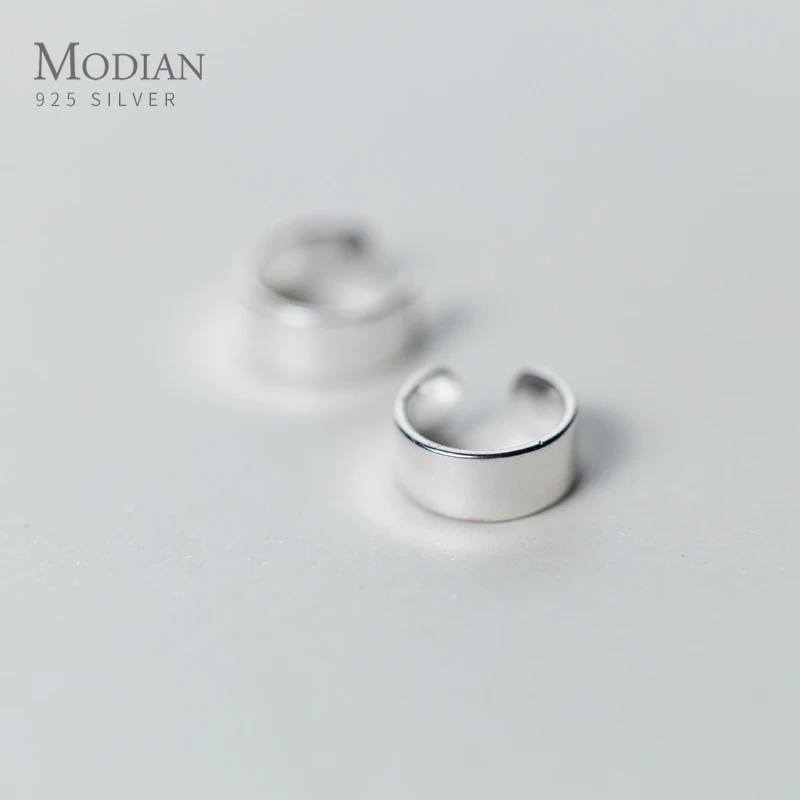 

Modian Minimalism Charm Earring Trendy 925 Sterling Silver Round Clip Earrings For Women And Girl Jewelry Exquisite Accessories