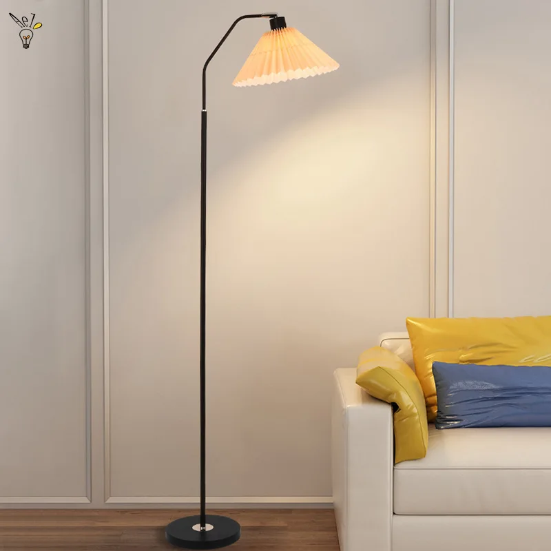 Modern LED Floor Lamp Simple Fabric Eye Protection Vertical Lamp Suitable for Living Room Bedroom Study Lighting Decorative Lamp