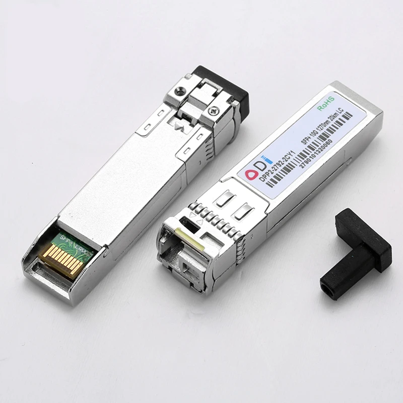 Módulo óptico sfp de grau industrial, 10g, lc 20km, nm/nm, fibra única, módulo sfp, transceptor industrial, grau-40-85 celsius