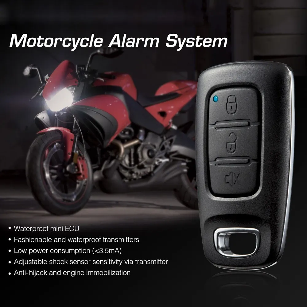 

2924 1 Way Motorcycle Alarm System Water Resistant ECU Motorcycle Engine Immobilization with Fashionable Transmitter