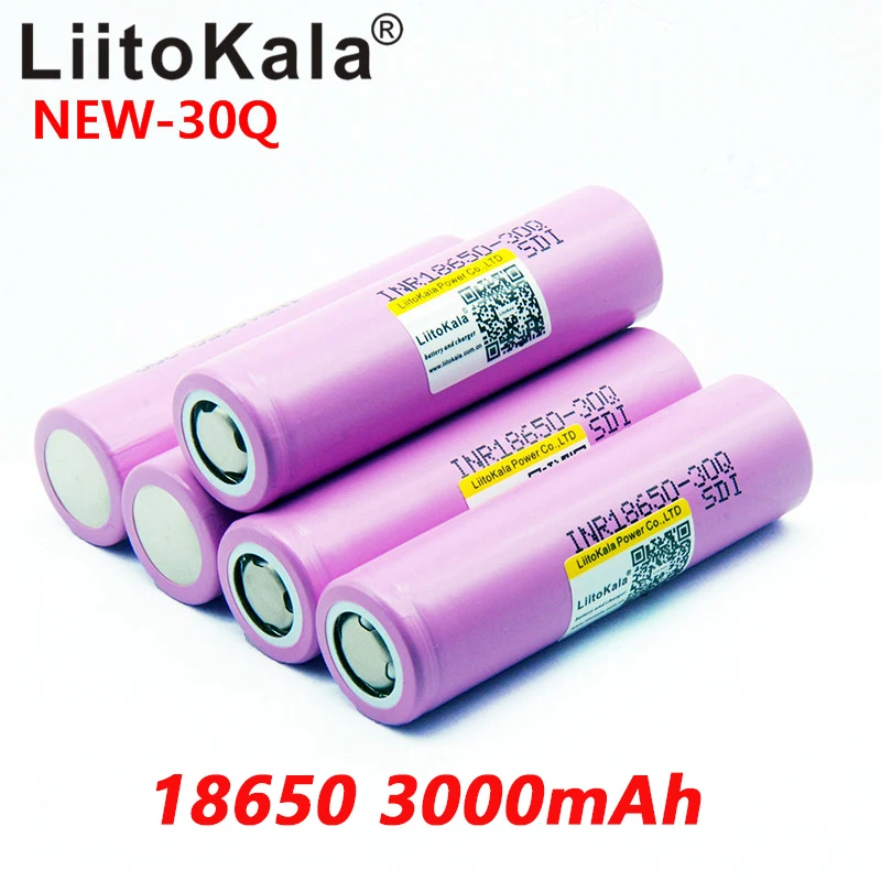 100pcs Liitokala Original 18650 3000 mAh battery INR18650 30Q 10A Discharge Li-ion Rechargeable Battery