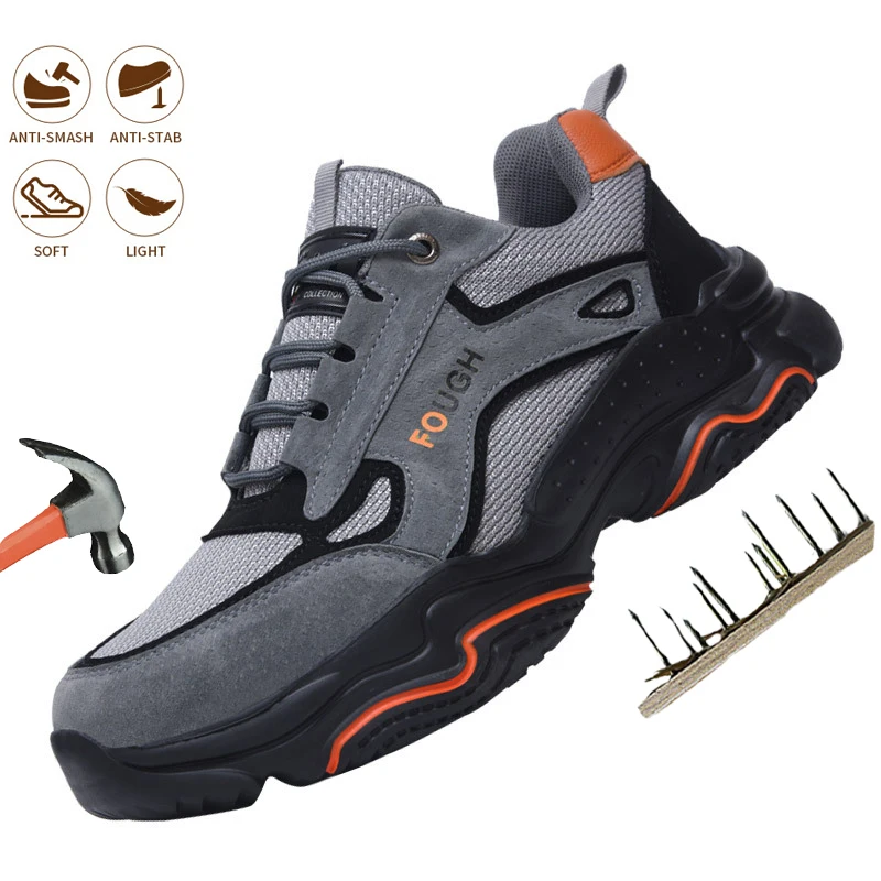 Sapatos leves de segurança para trabalho masculino, botas confortáveis e indestrutíveis, dedo do pé de aço, anti-quebra, antipunção, moda