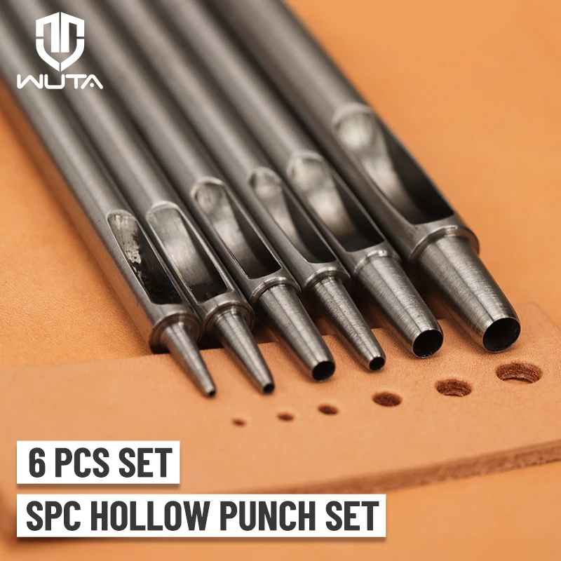 WUTA 6 Pcs Set SPC Round Hole Hollow Punch Set Sharp Steel Watchband Belt Scrapbooking Paper Canvas Leather Craft Tools