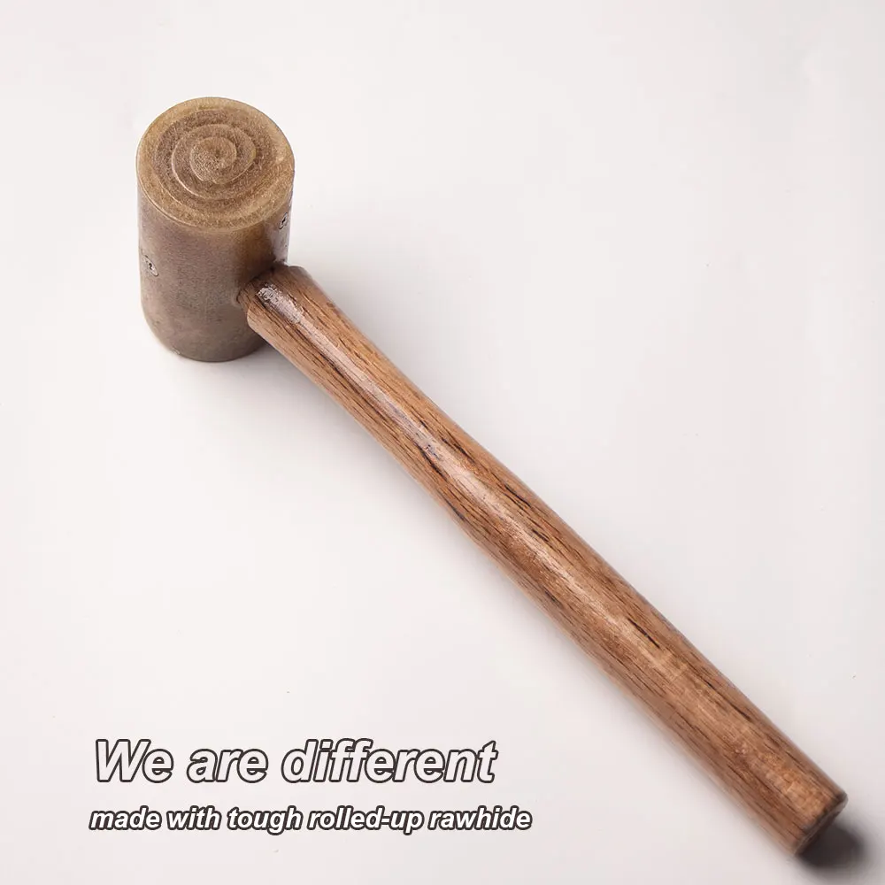 Rawhide head Mallet Leather Carving Hammer DIY Craft Cowhide Punch Cutting Hammer Tool with Wood Handle Leather craft Carving