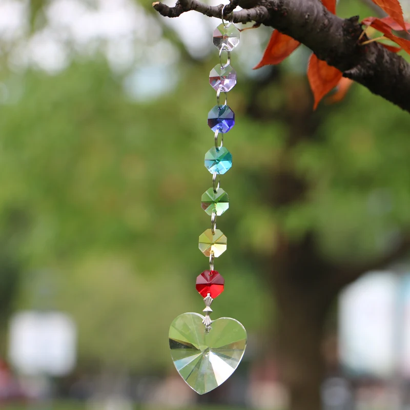 1PCS 28mm Suncatcher Crystal Heart Pendant Chandelier Prism Parts Rainbow Maker Hanging Home Decoration