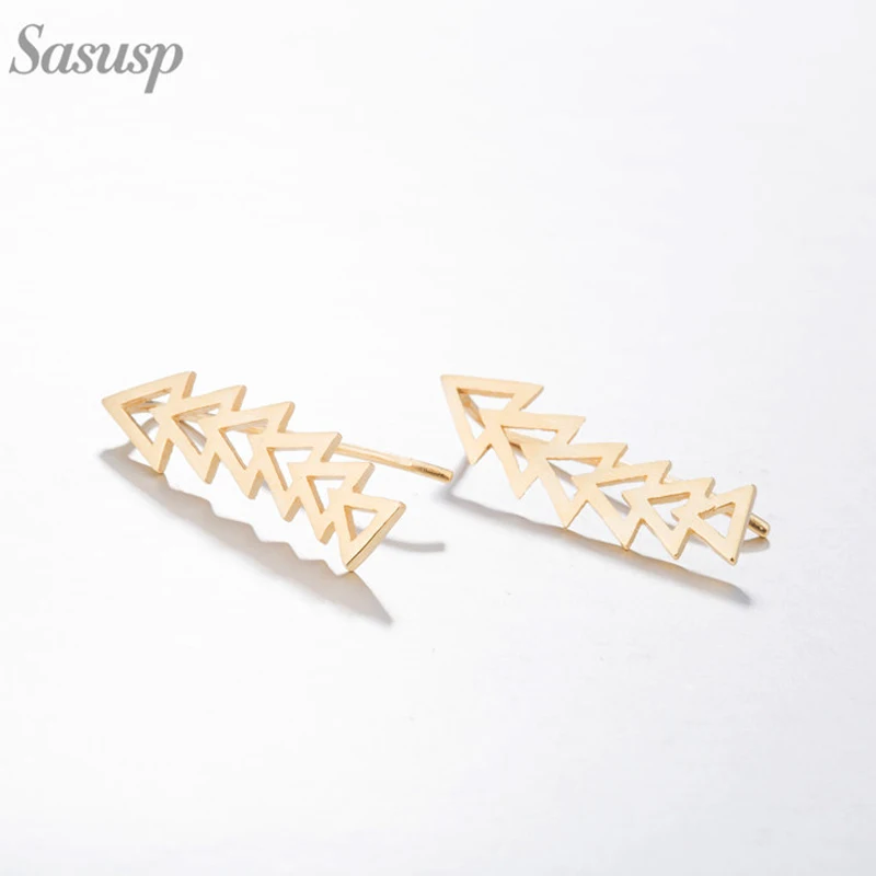 Sasusp Trendy Triangle Arrow Ear Climbers Earrings For Women Geometric Jewelry For Mother Daughter Sister Christmas Gift