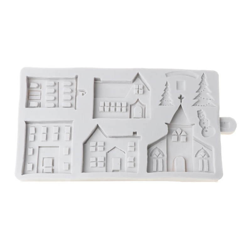 3D Christmas House Silicone Mold Fondant Cake Decorating Tools Chocolate Plaster Sugarcraft Baking Mould