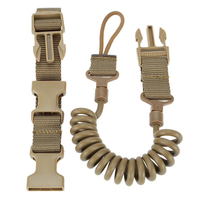 Tactical Anti-lost Elastic Lanyard Rope Spring Safety Strap Gun Rope For Key Ring Chain Flashlight Hunting Accessories