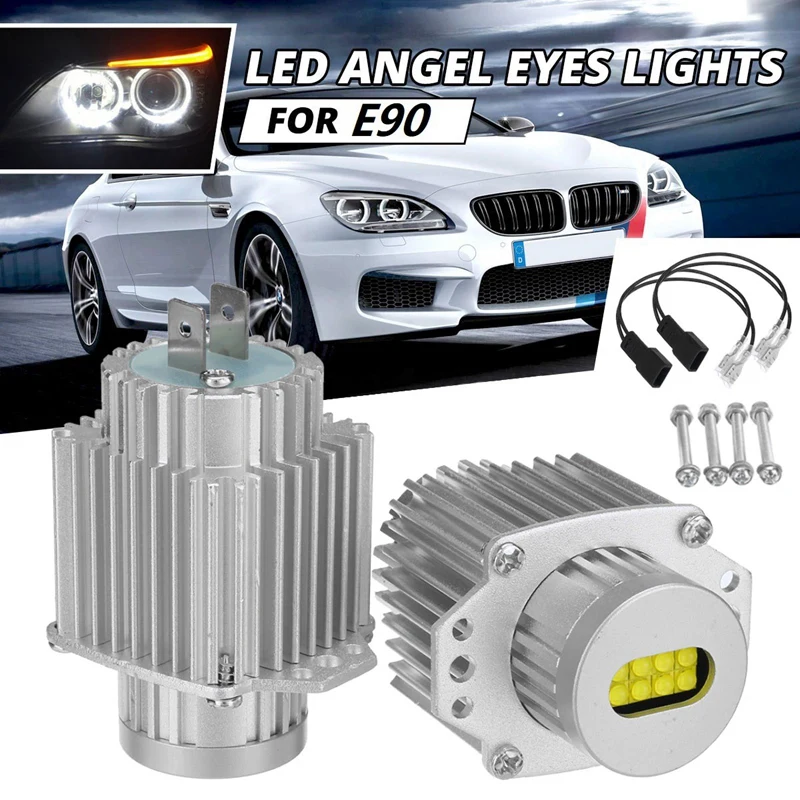 

NEW-2Pcs Angel Eyes CANbus 80W LED Headlight Marker Light Bulbs Error Free for -BMW E90 E91 3 Series 2005-2008 Super White