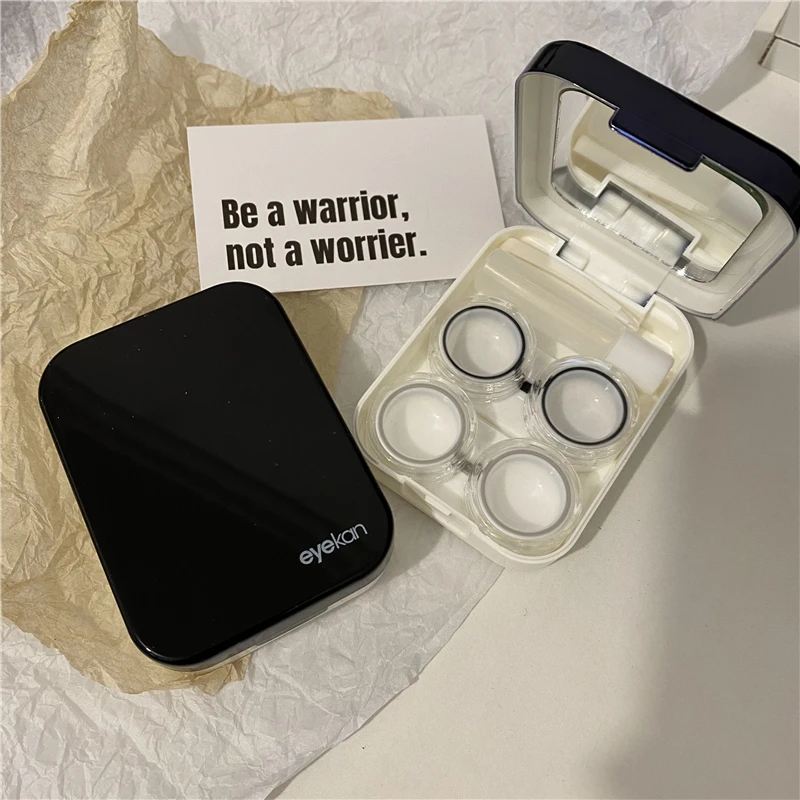 Gentleman Style Contact Lens Case With Mirror Ins Simple Beauty Lens Case Contact Lens Storage Box Gift