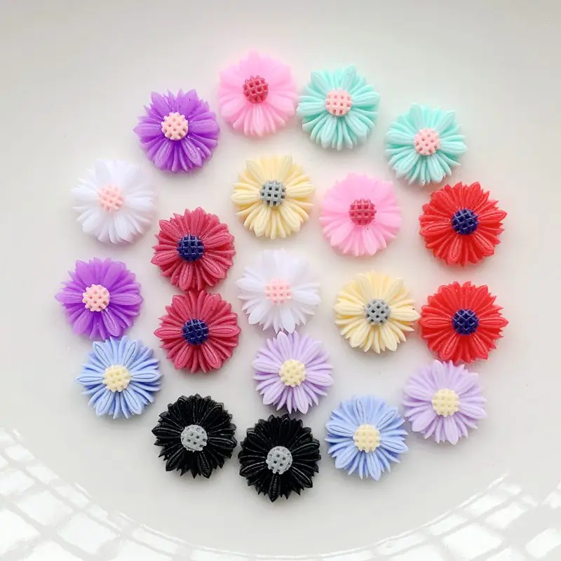 60PCS 10MM 3D flat back resin flower Daisy dry flower plant flower scrapbook DIY epoxy mold jewelry home making accessories