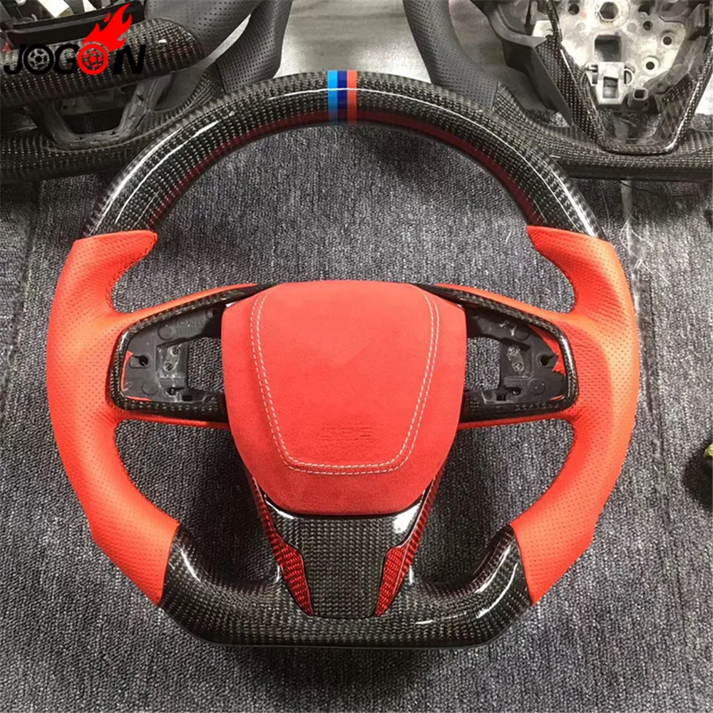 Accessories Replacement Carbon Fiber Steering Wheel For Civic Type R 2016 2017 2018 2019 Car styling