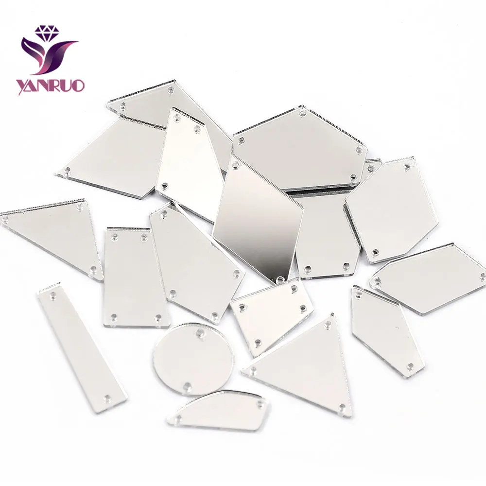

YANRUO Mixed Clear Shiny Acrylic Mirror Rhinestones Sew on Dress Crafts Sewing Gems Art Bridal Jewelry