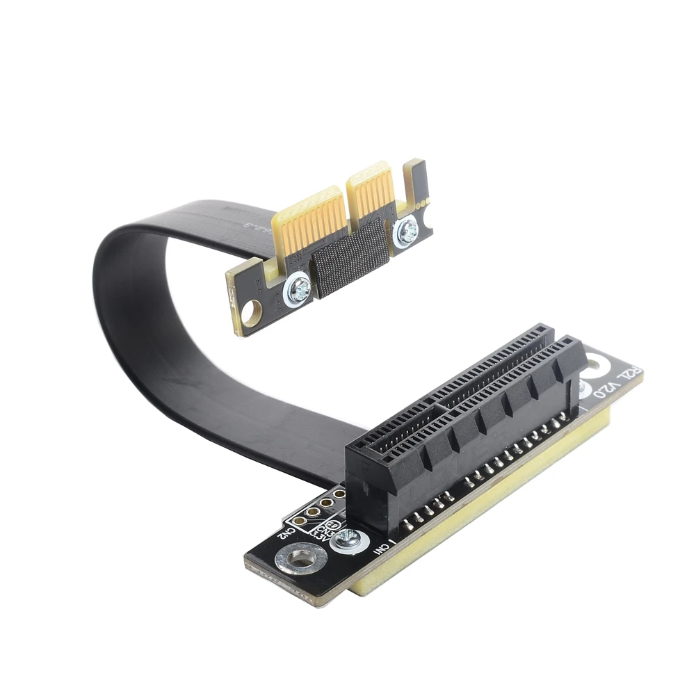 PCIE 4X Riser Cable Dual 90 Degree Right Angle PCIe 3.0 x1 to x4 Extension Cable 8Gbps PCI Express 1x Riser Card Ribbon Extender