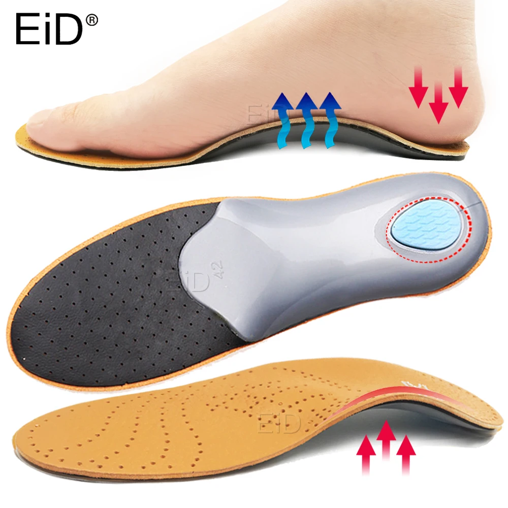 EID High quality Leather orthotic insole Flat Feet Arch Support orthopedic shoes sole Insole for feet men women Children O/X Leg