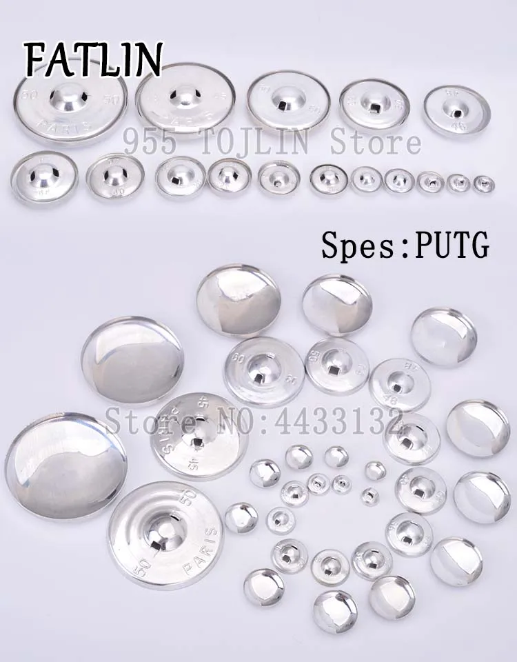 100Sets 16L-44L Aluminum Covered Cloth Fabric Buttons DIY Handmade Metal Bread Shape Round Fabric Accessories  PUTG