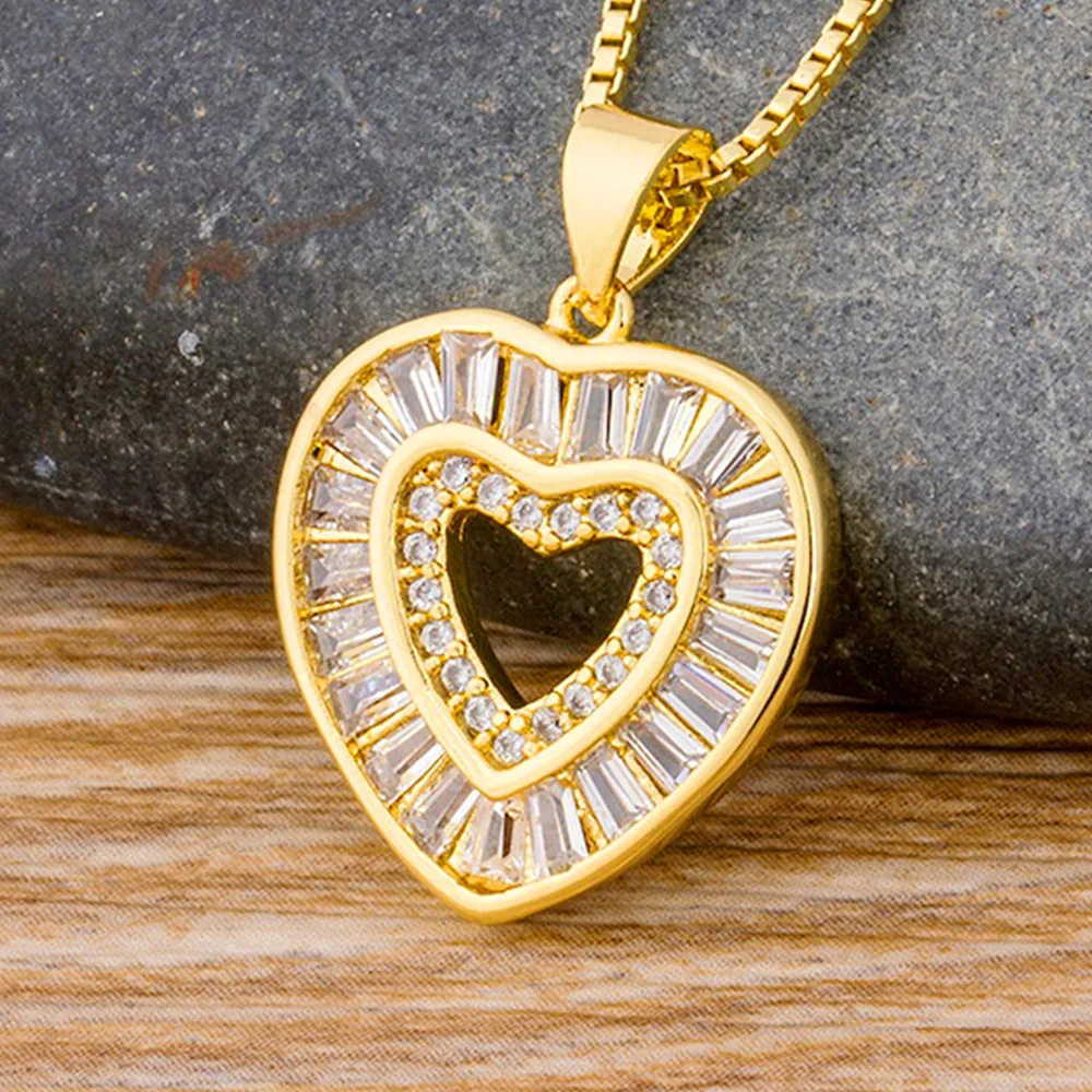 AIBEF Fashion kształt serca wykwintny wisiorek ze strasami miedź sześcienna cyrkonia Choker naszyjnik łańcuszek kobiety biżuteria akcesoria prezent