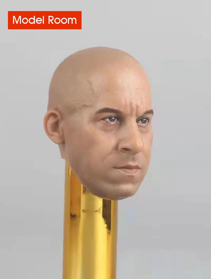 1/6 Bald Vin Diesel Head Sculpt PVC Male Soldier Head Carving Model Fit 12'' Action Figure Body Dolls