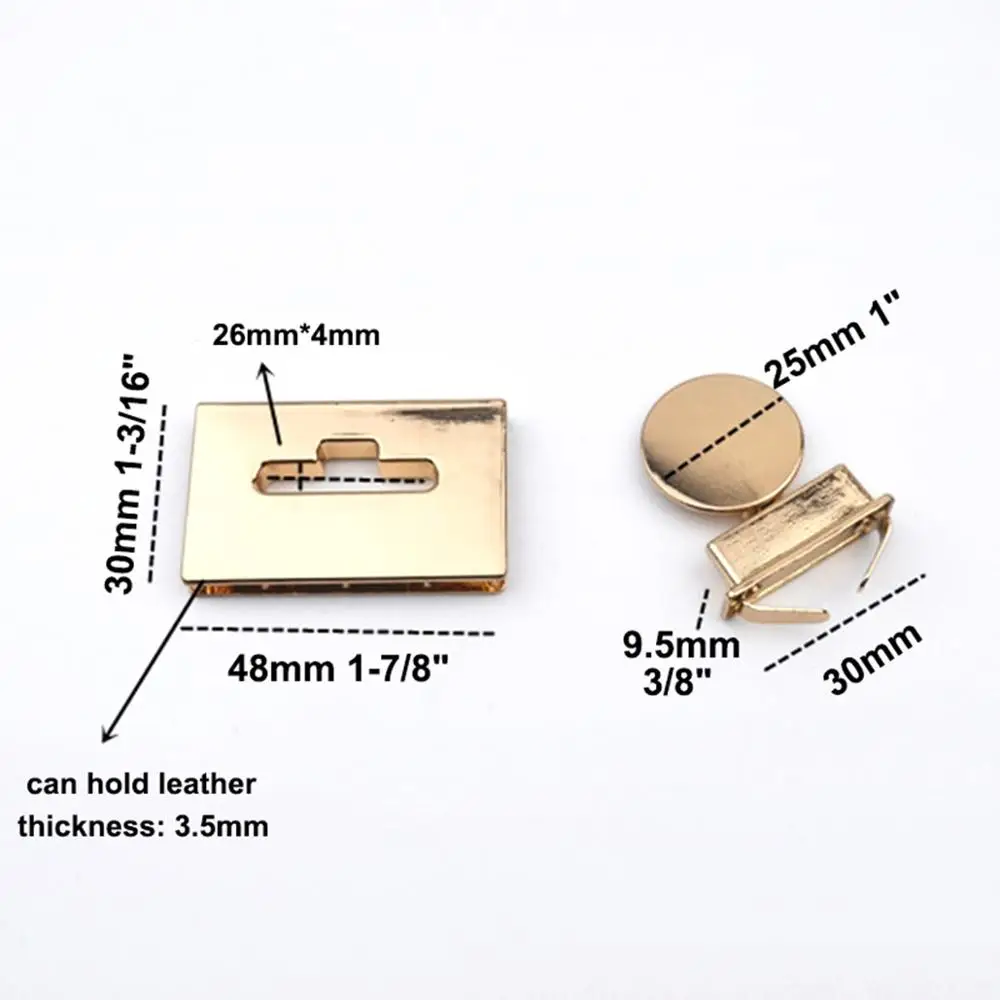 1x Metal Rectangle Push Lock Turn Lock Bag Briefcase Spring Lock Snap Decorative Clasps Closure Leather Craft Hardware Accessory