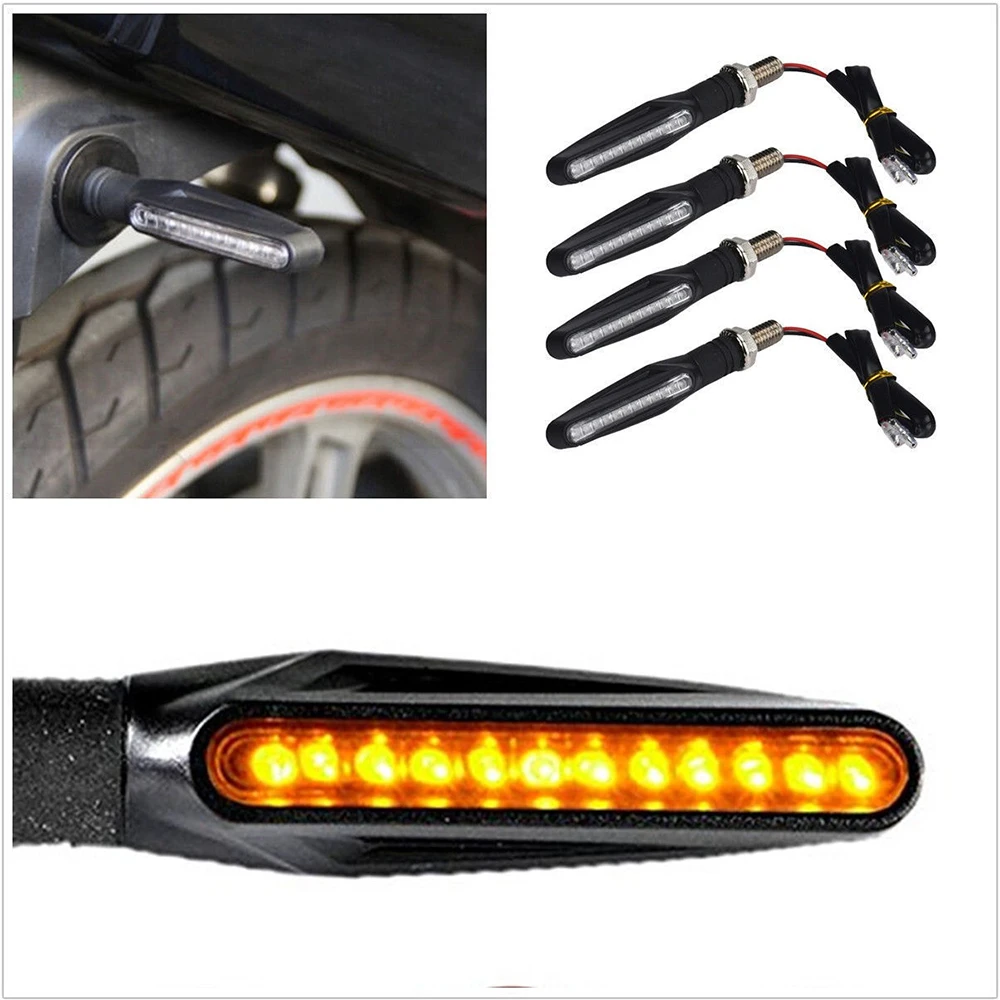 1PCS LED Motorcycle Turn Signals Light 12 SMD Tail Flasher Flowing Water Blinker IP68 Bendable Motorcycle Flashing Lights