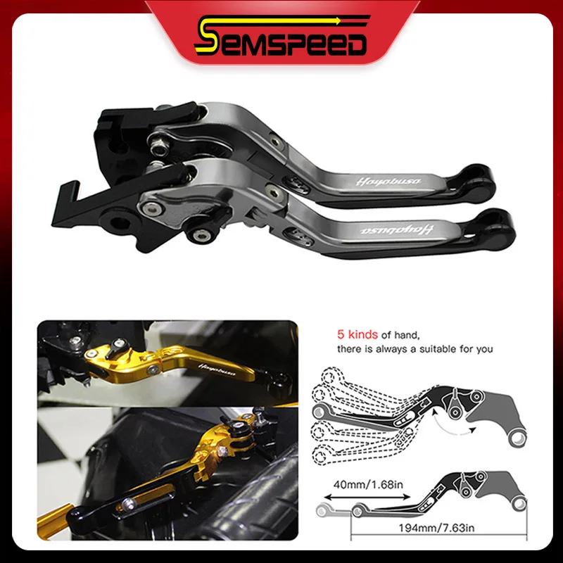 Handle Motorcycle Brake and Clutch Levers For SUZUKI HAYABUSA/GSXR 1300 2008-2020 2018 2019 SEMSPEED Folding Extendable Levers