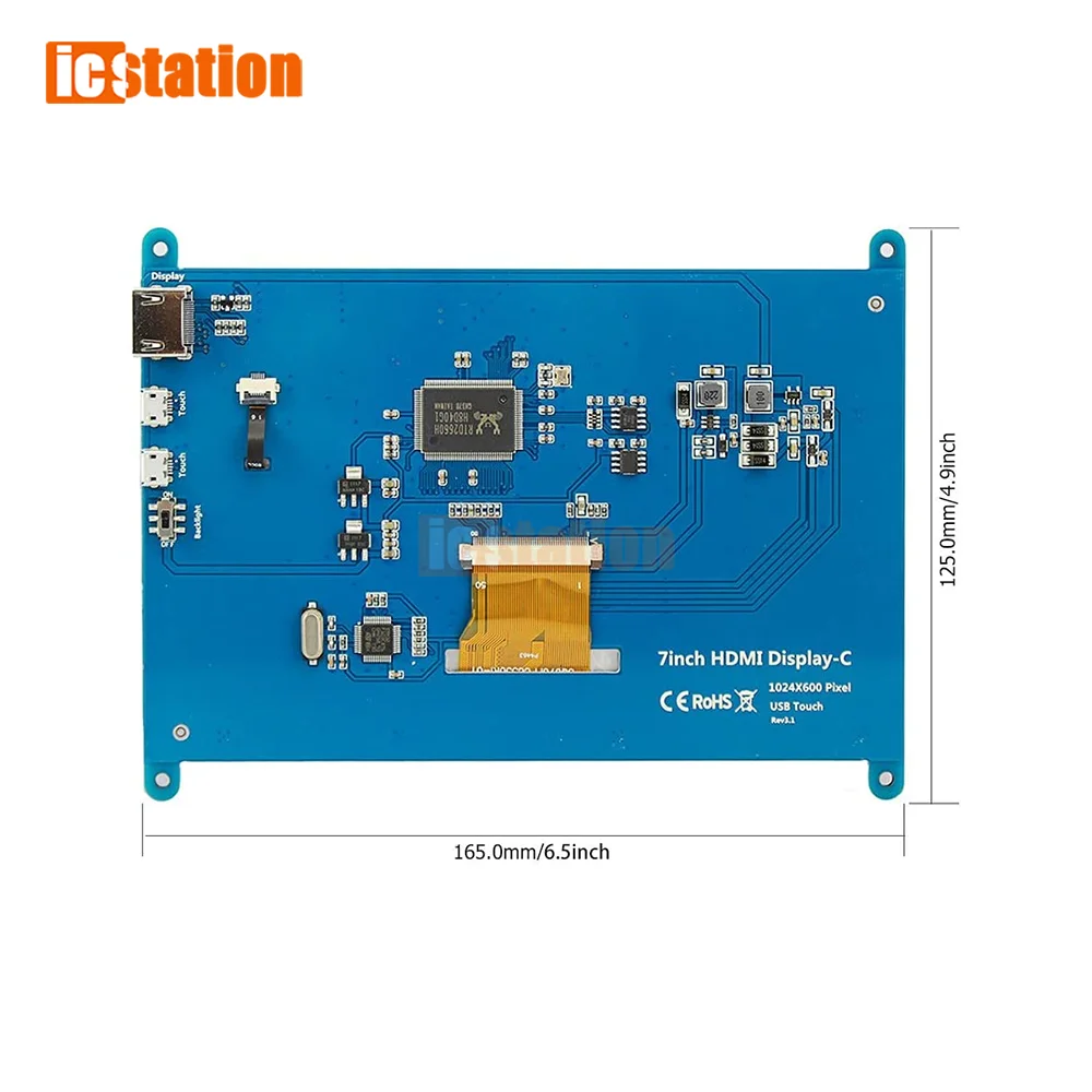 7 inch LCD Display HDMI-compatible Touch Screen 1024x600 Resolution TN Capacitive Touch Screen Support Systems for Raspberry P