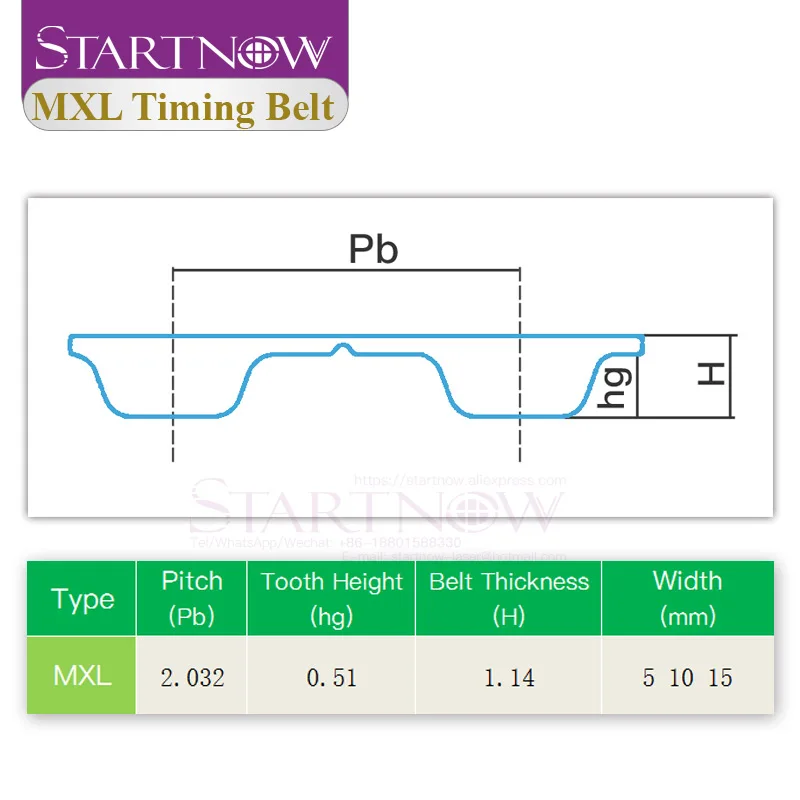 Startnow MXL-5 Timing Belt Width 5 10 15mm MXL 2mm Pitch Open-Ended Transmission Rubber Belts For CO2 Laser Engraving Machine