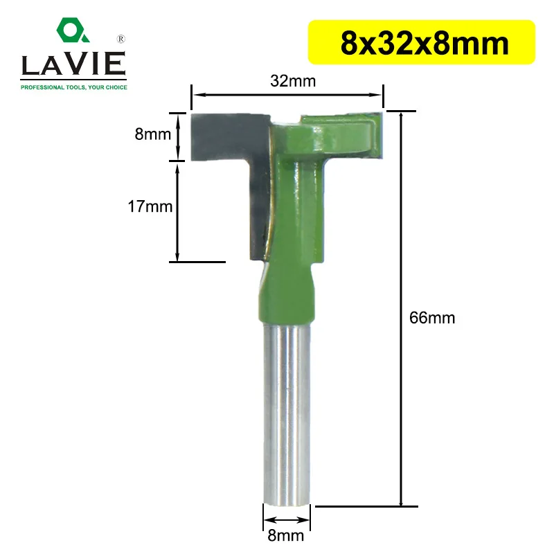 LAVIE 8 millimetri Shank T-Slot Router Fresa Diritta Bordo Sbozzare Fresa di Taglio Maniglia per il Legno Lavorazione Del Legno MC02090