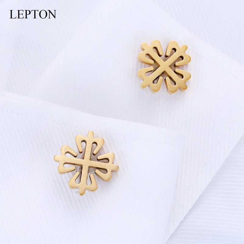 Hot Sale 18K Gold Plated Crusaders Cufflinks Lepton Matte Stainless Steel Cufflink For Mens Wedding Business Cuffl Links Gemelos