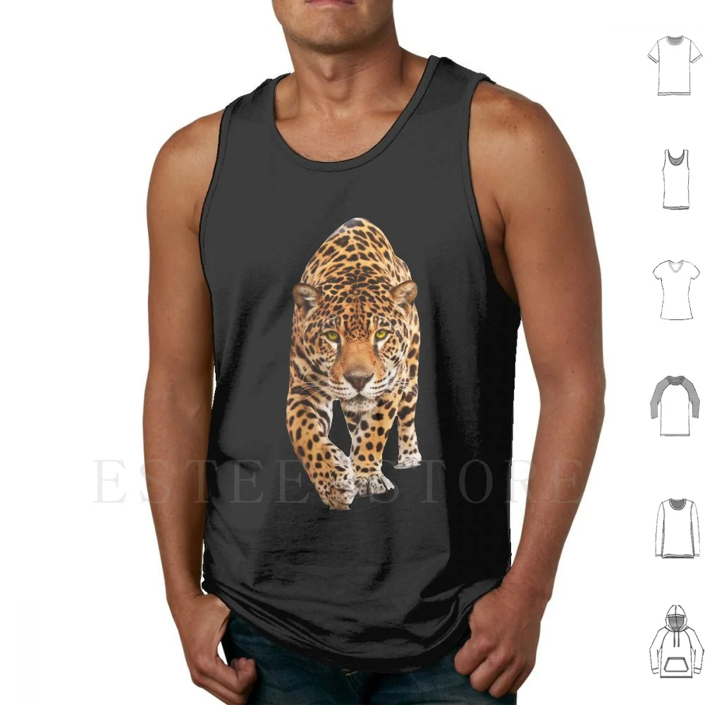 Tank Tops Vest Sleeveless Leopard White Nature Background Cat Big Animal Isolated Fashion Wild Fauna Danger Zoo Splash