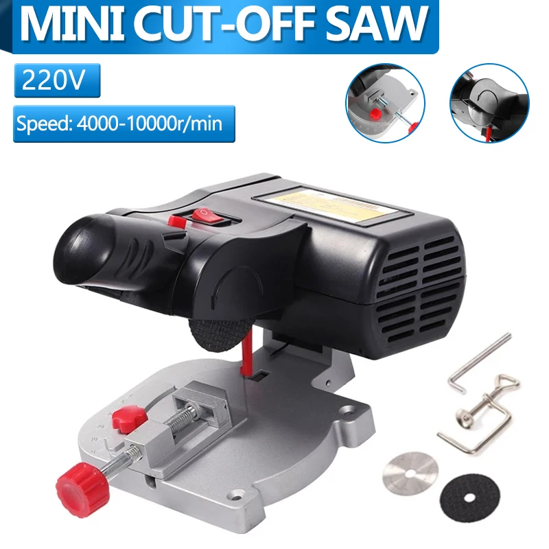 0-45 Miter Degree Mini Cut-off Miter Saw for Cutting Metal Wood Plastic Arts & Crafts 110V Power Benchtop Cut Off Miter Saw