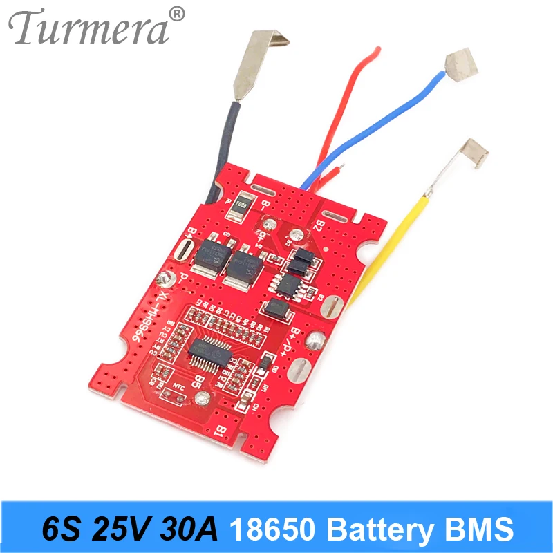 Bateria de lítio turmera 6s 25v 30a bms 18650, placa de proteção, carregador, chave de fenda, compatível com brocas 21.6v 25v
