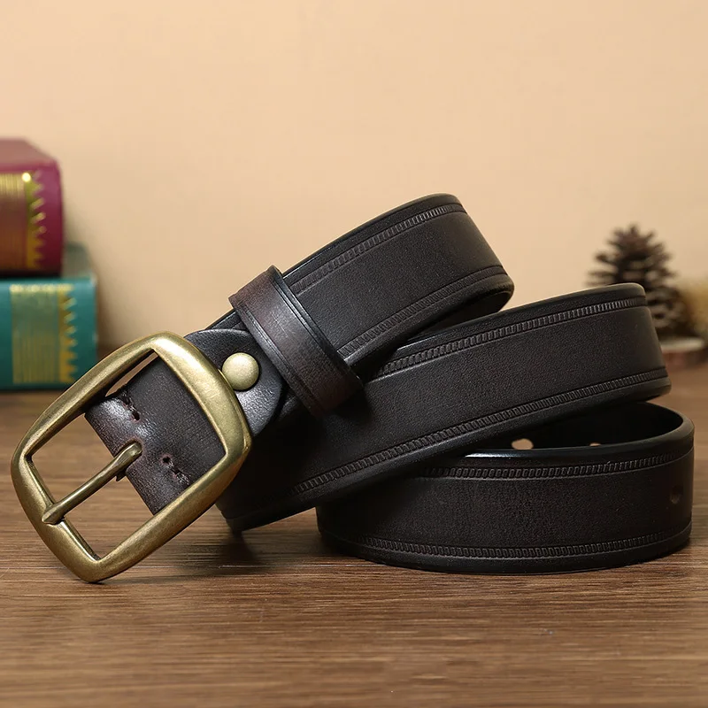 2021 New Vintage Men Genuine Leather Belts Full Grain Top Leather Belts for Men Leisure for Jeans Casual High Quality StrapLD055