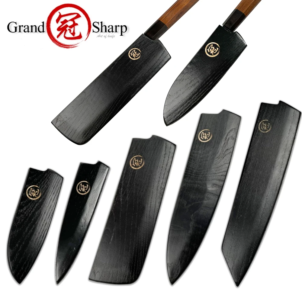 Japanese Gyuto Petty Nakiri Kiritsuke Protector Blade Wooden Scabbard Kitchen Knives Sheath Saya Guard with Magnetic Inside