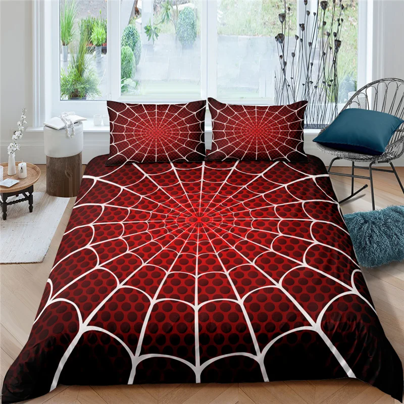 

Home Living Luxury Spider Web Print 2/3Pcs Duvet Cover Set Pillowcase Queen Size and King Size Kids Bedding Set EU/US/AU Size